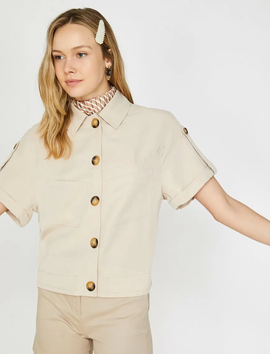 16528 Beige Cropped Jacket