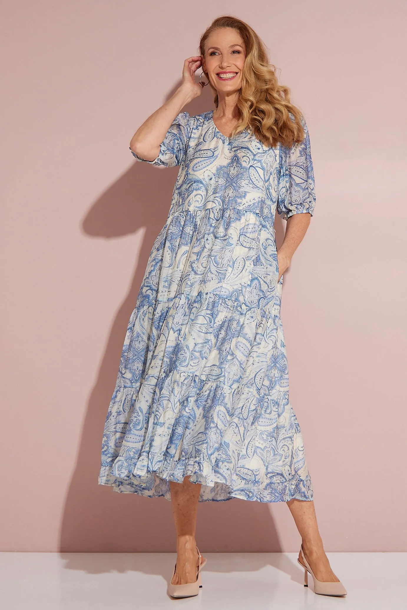 Azura Dress - Blue Paisley