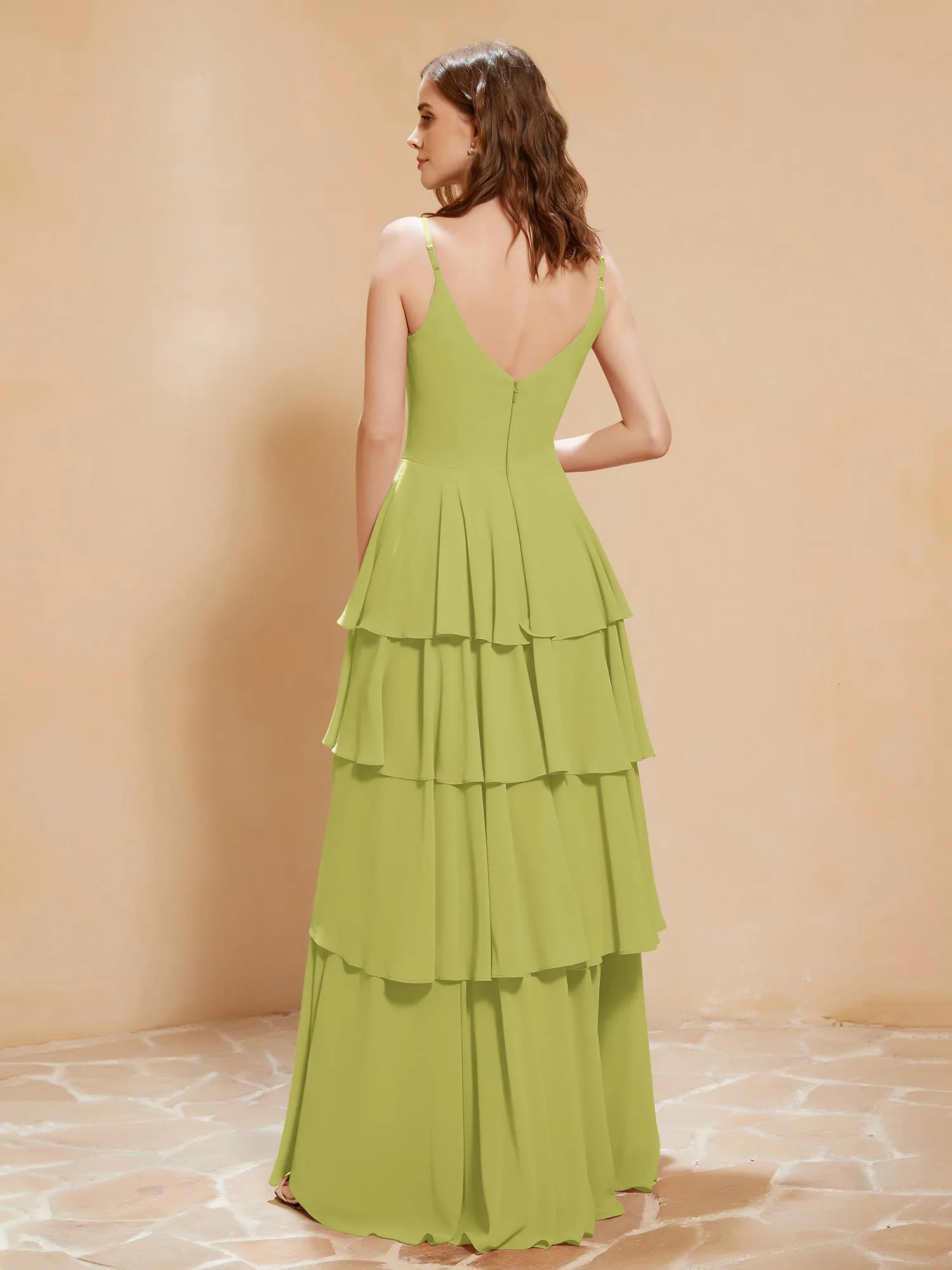 Boho V-neck Floor-length Dress Flowy Ruffles Clover