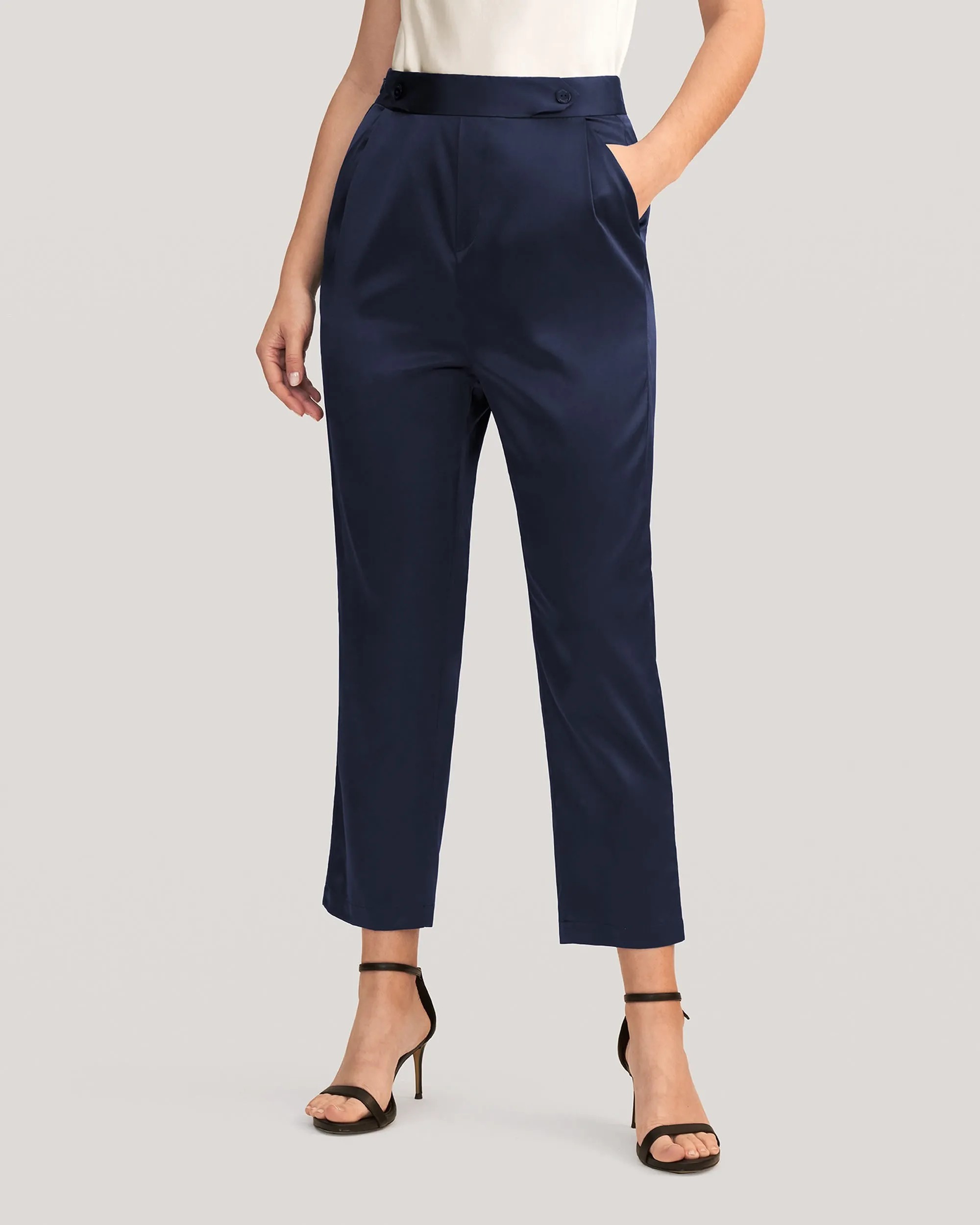 Comfort Fit Silk Cigarette Pants