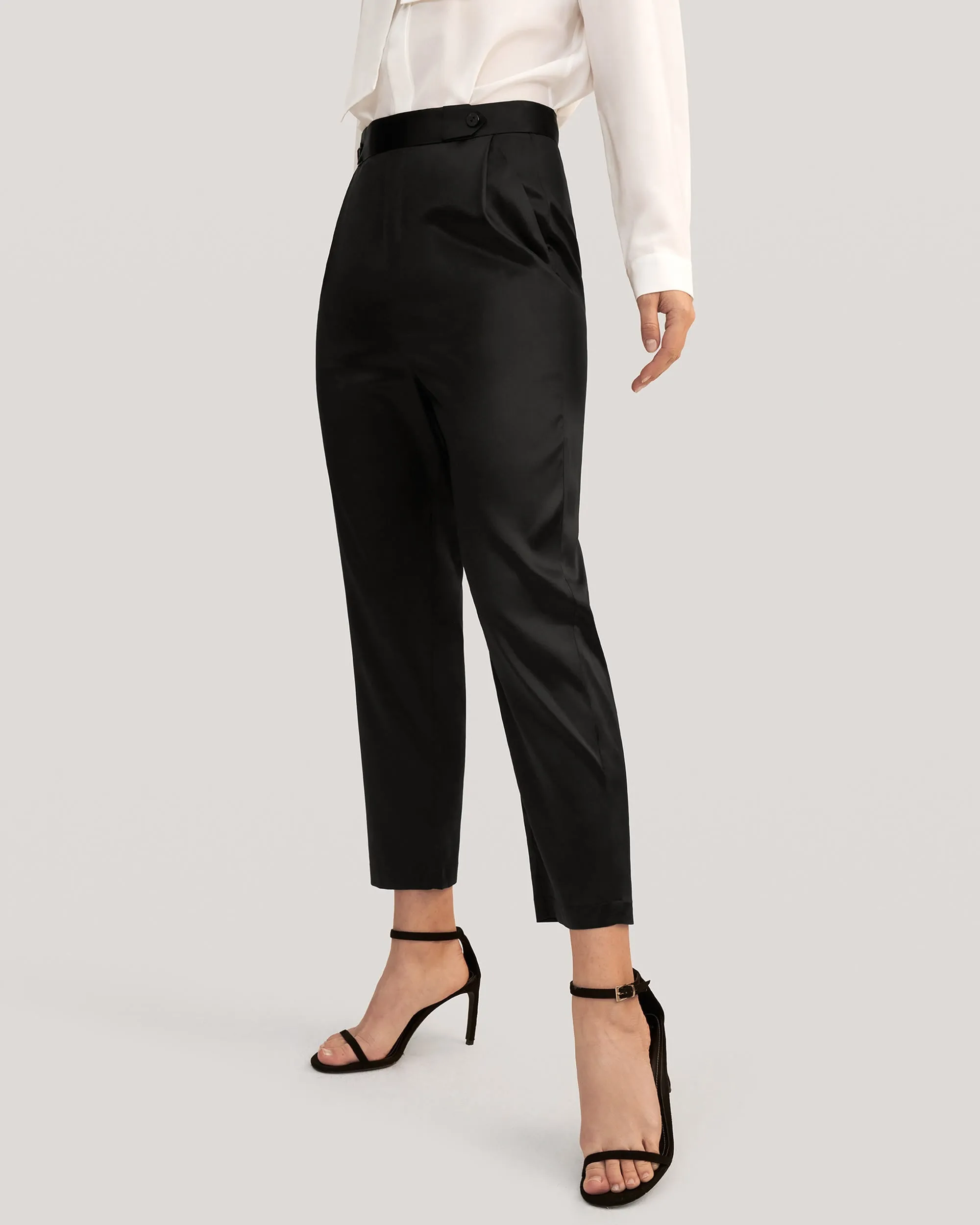 Comfort Fit Silk Cigarette Pants