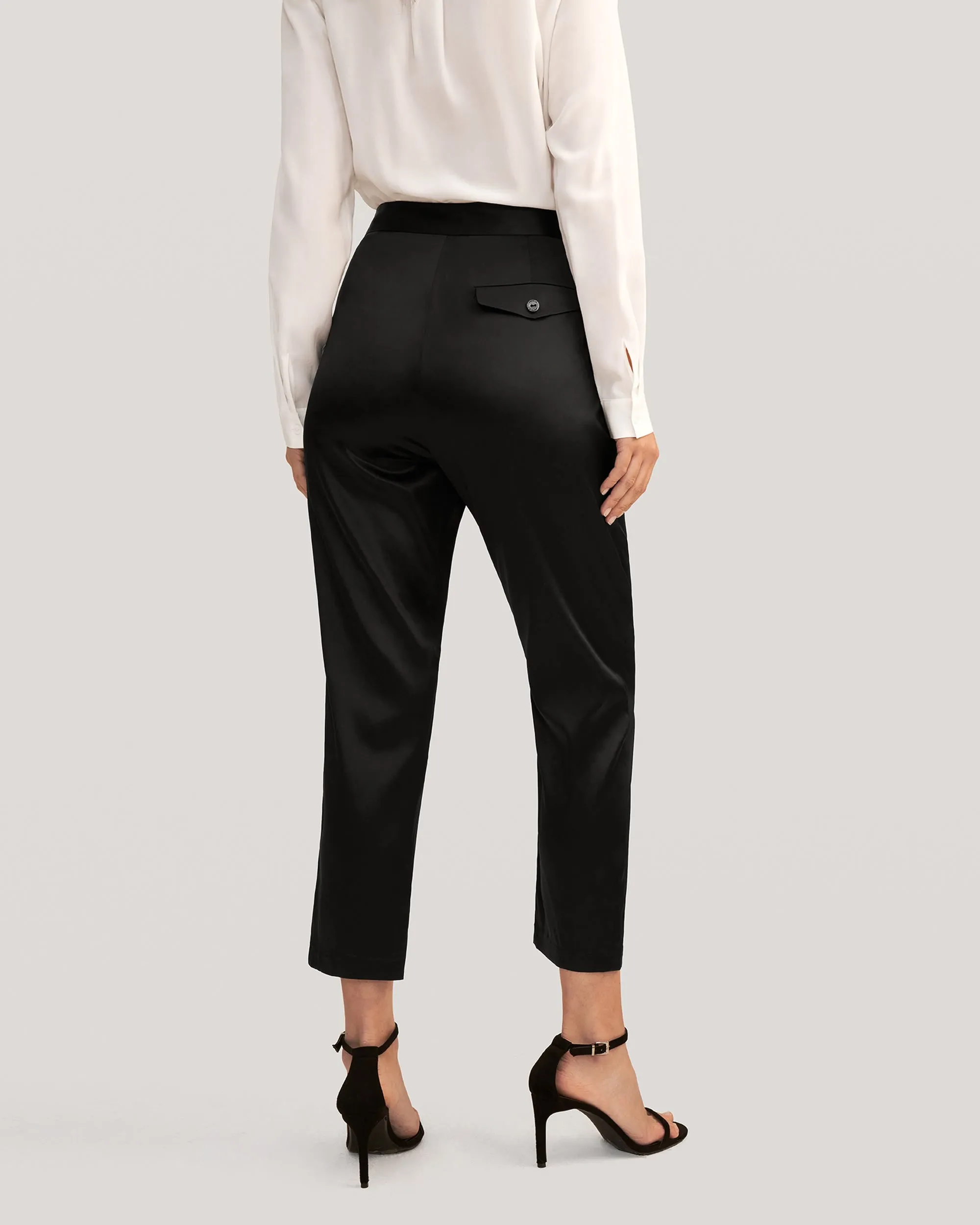 Comfort Fit Silk Cigarette Pants