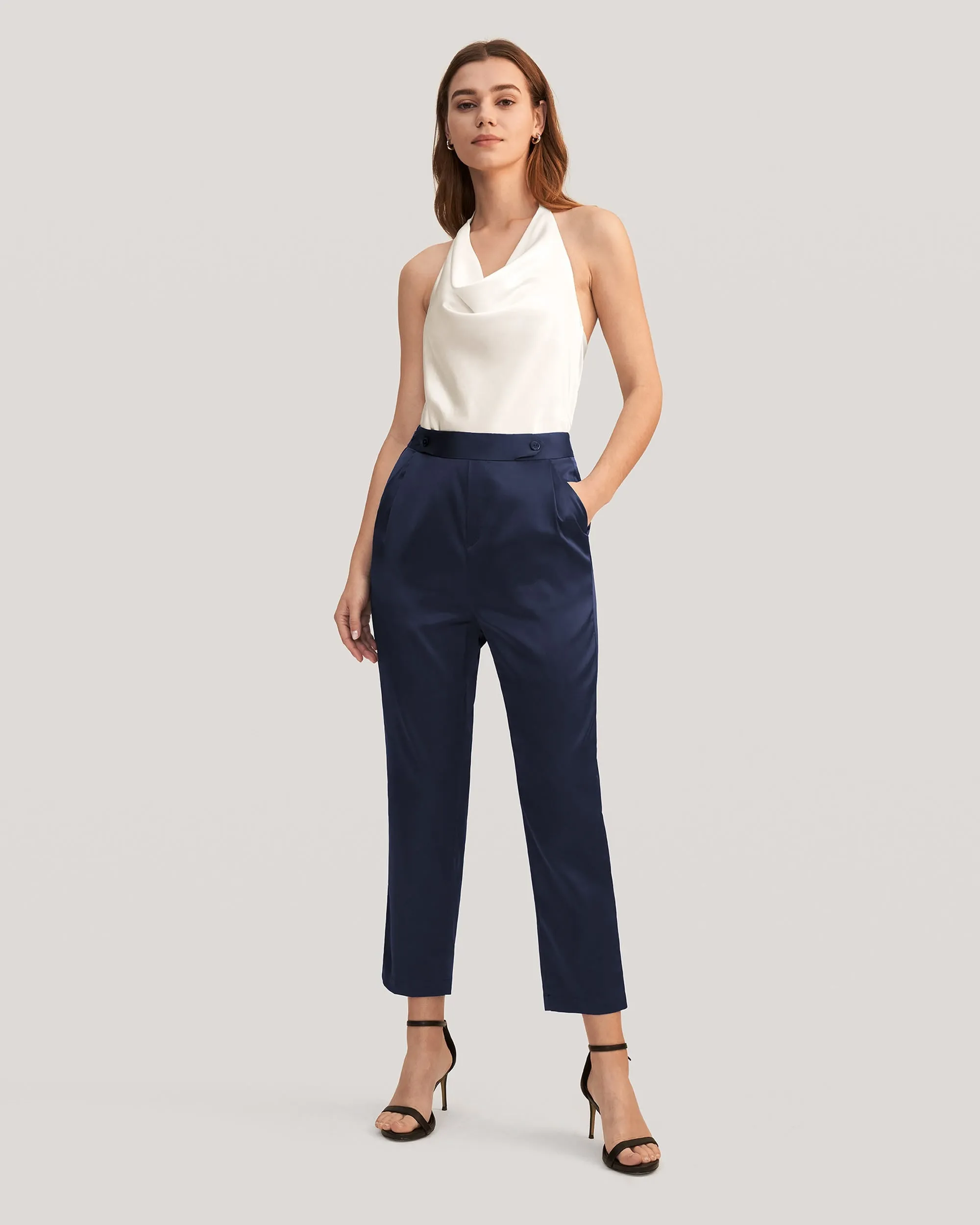 Comfort Fit Silk Cigarette Pants