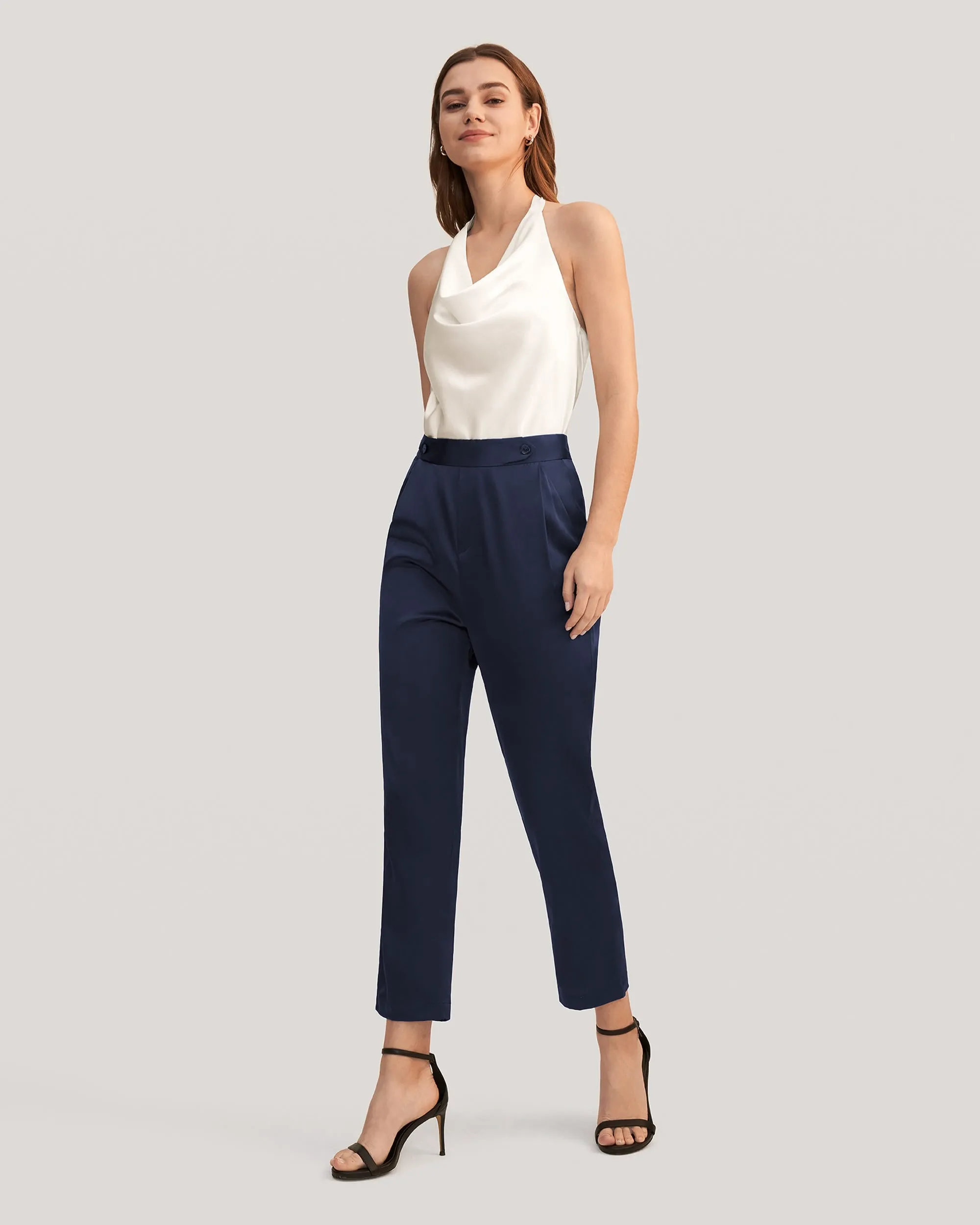 Comfort Fit Silk Cigarette Pants