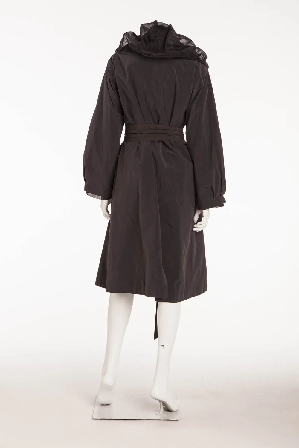 Donna Karan - 2PC Black Trenchcoat with Black Tulle Lightweight Trench coat (Can be Worn Separately) - 8