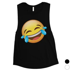 Emoji-Laughing Womens Laughable Fun Great Muscle Shirt Friend Gift