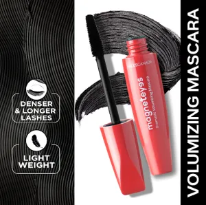 FACES CANADA Magneteyes Dramatic Volumizing Mascara - Black, 9.5ml | Lightweight, Denser & Longer Lashes | Intense Black Finish | Long Lasting | With Almond Oil