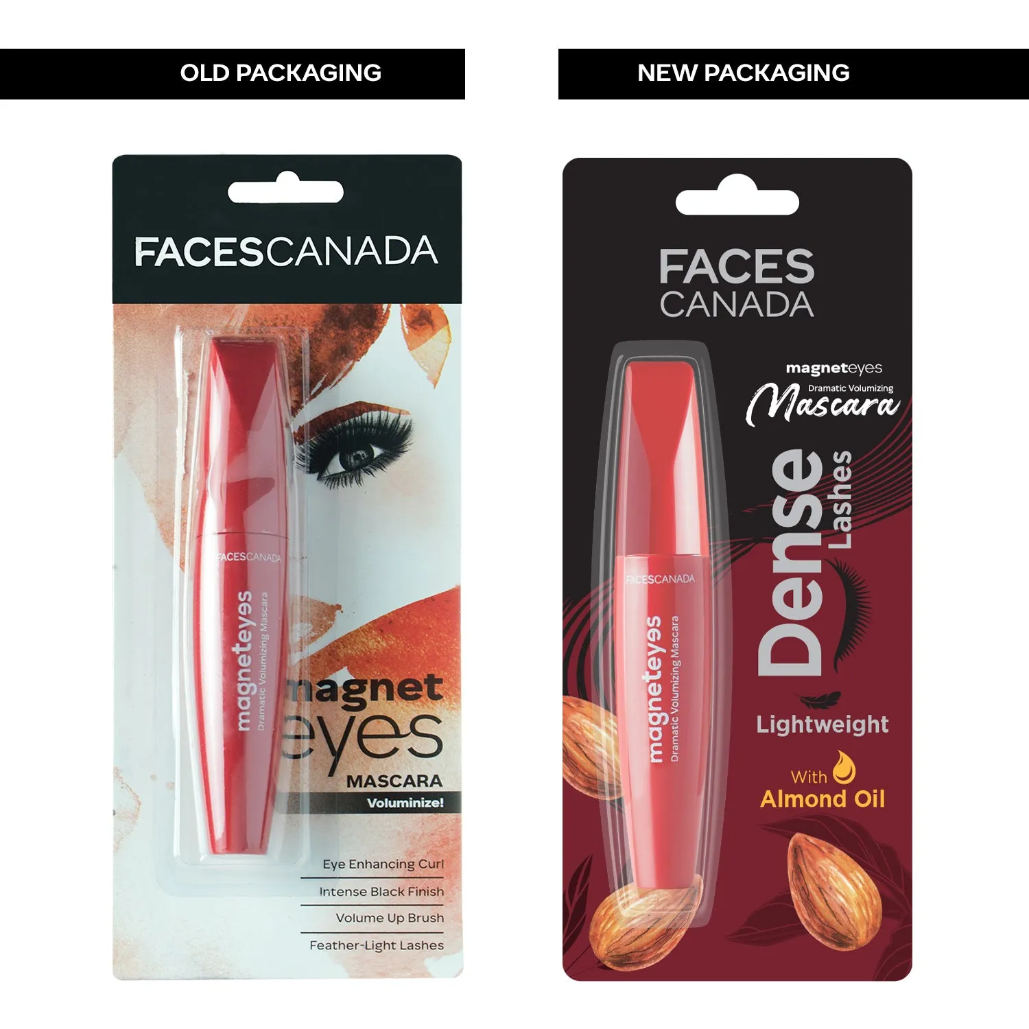 FACES CANADA Magneteyes Dramatic Volumizing Mascara - Black, 9.5ml | Lightweight, Denser & Longer Lashes | Intense Black Finish | Long Lasting | With Almond Oil