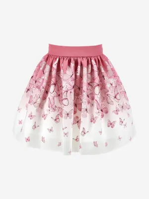 Girls Butterfly Print Skirt in Pink