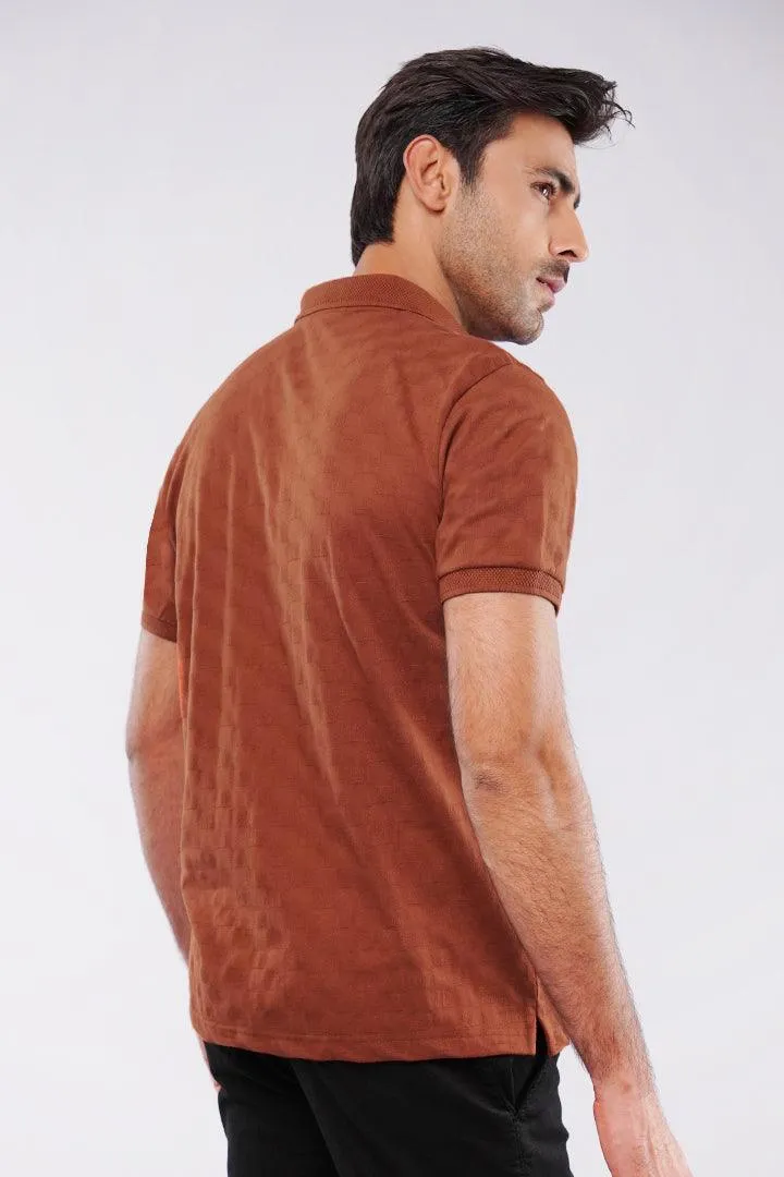 Jacquard Polo Shirt - Rust