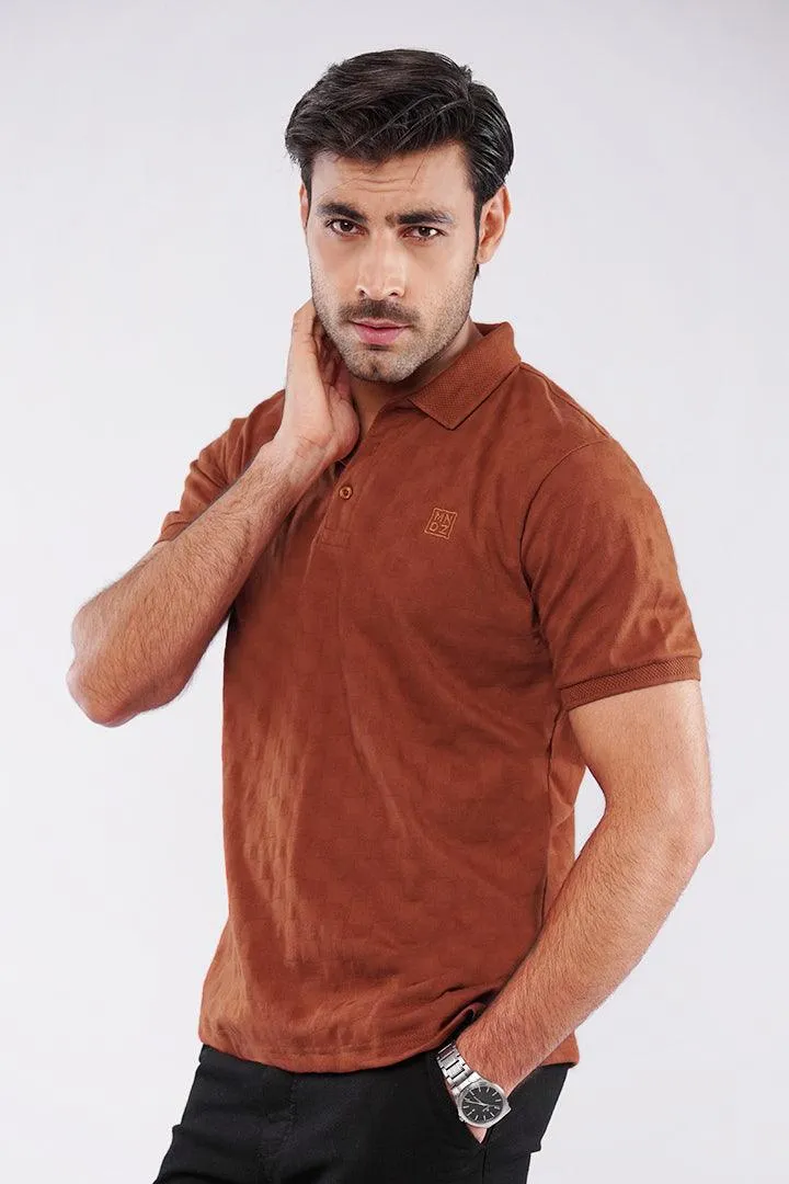 Jacquard Polo Shirt - Rust