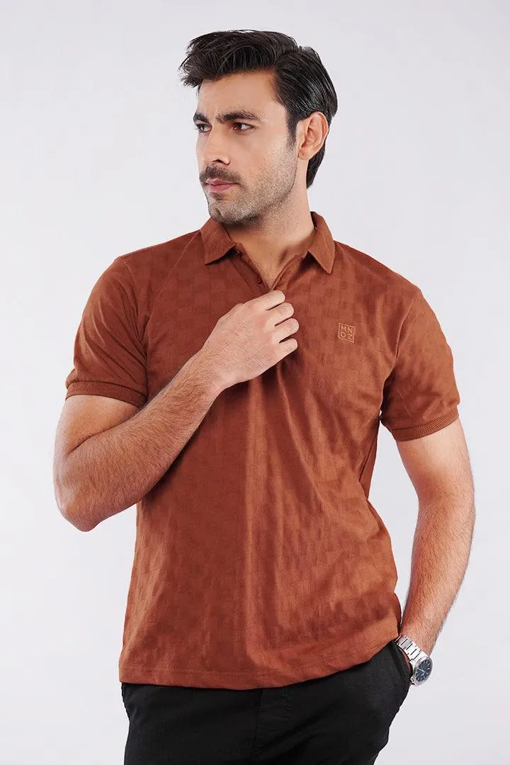 Jacquard Polo Shirt - Rust