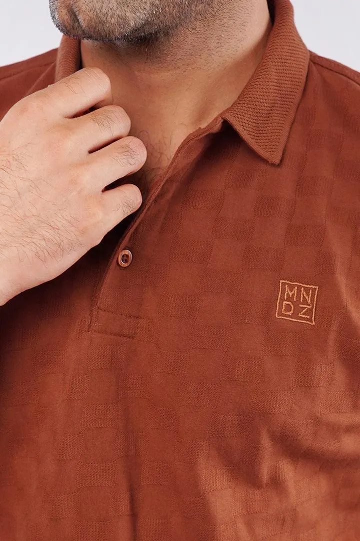 Jacquard Polo Shirt - Rust