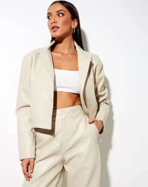 Maja Cropped Blazer in Pu Ecru