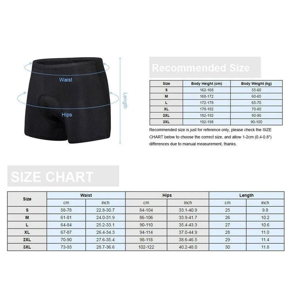 Men Women Padded Cycling Shorts Thick Breathable Stretchable Bodycon Bike Bicycle Shorts Underwear