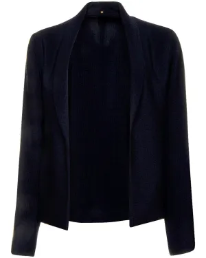 Navy Hammered Silk Prim Jacket