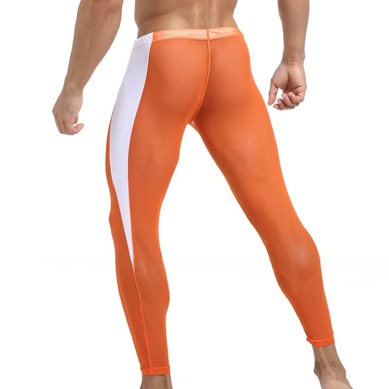 Two-Toned See-Through Polyester Spandex Long John