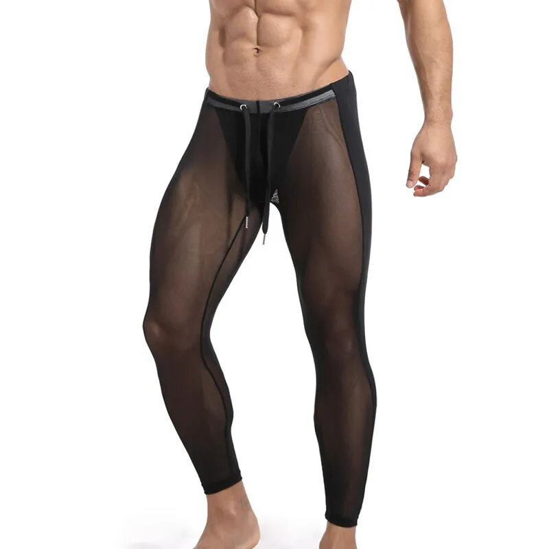 Two-Toned See-Through Polyester Spandex Long John