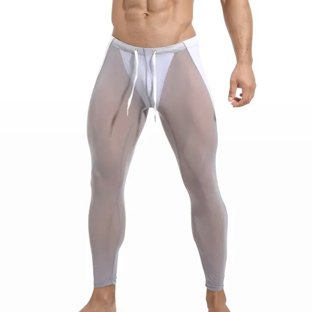 Two-Toned See-Through Polyester Spandex Long John