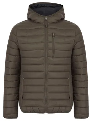 Vizzini Quilted Puffer Jacket with Hood in Khaki - Tokyo Laundry