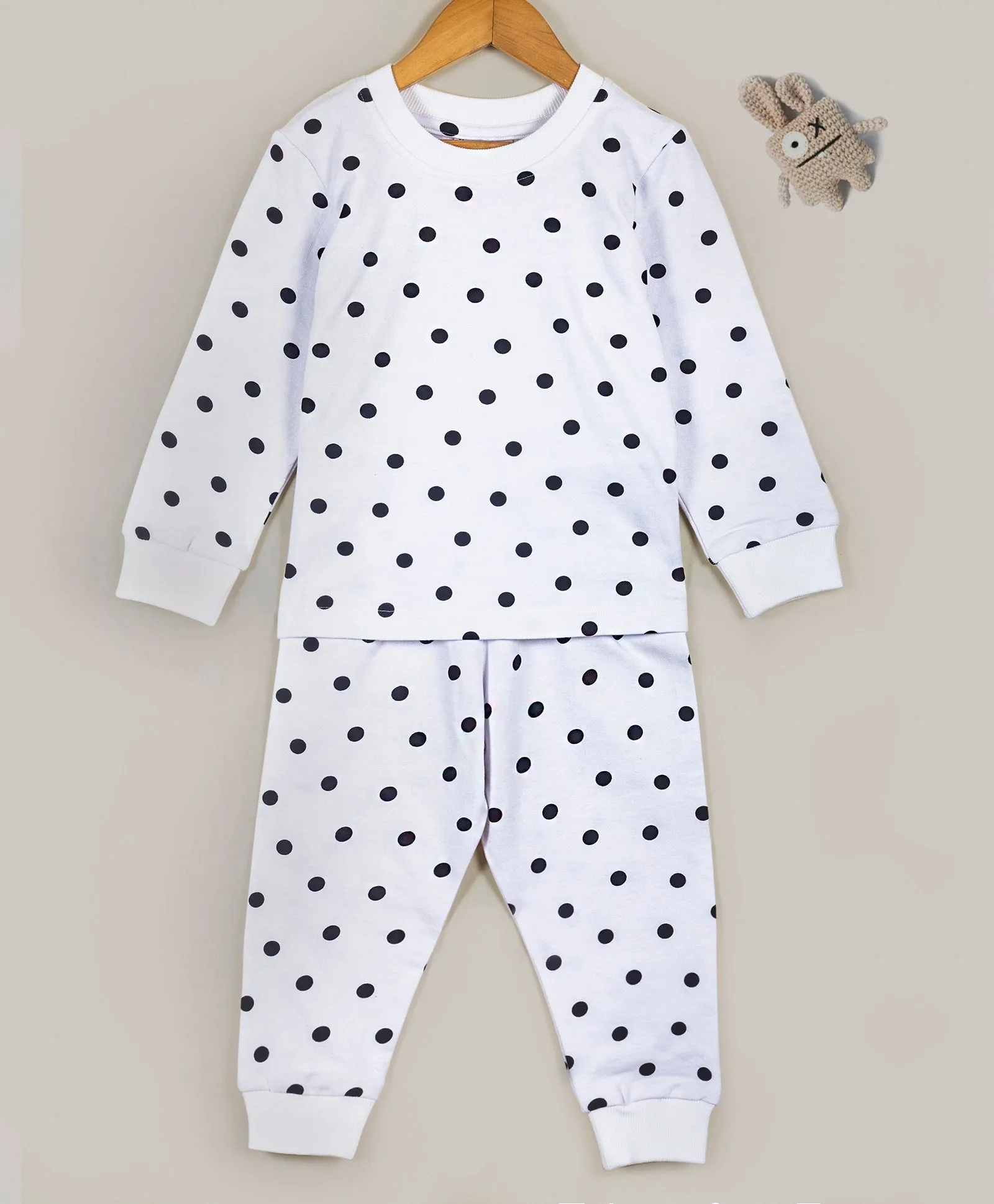 White and black dot print tracksuit