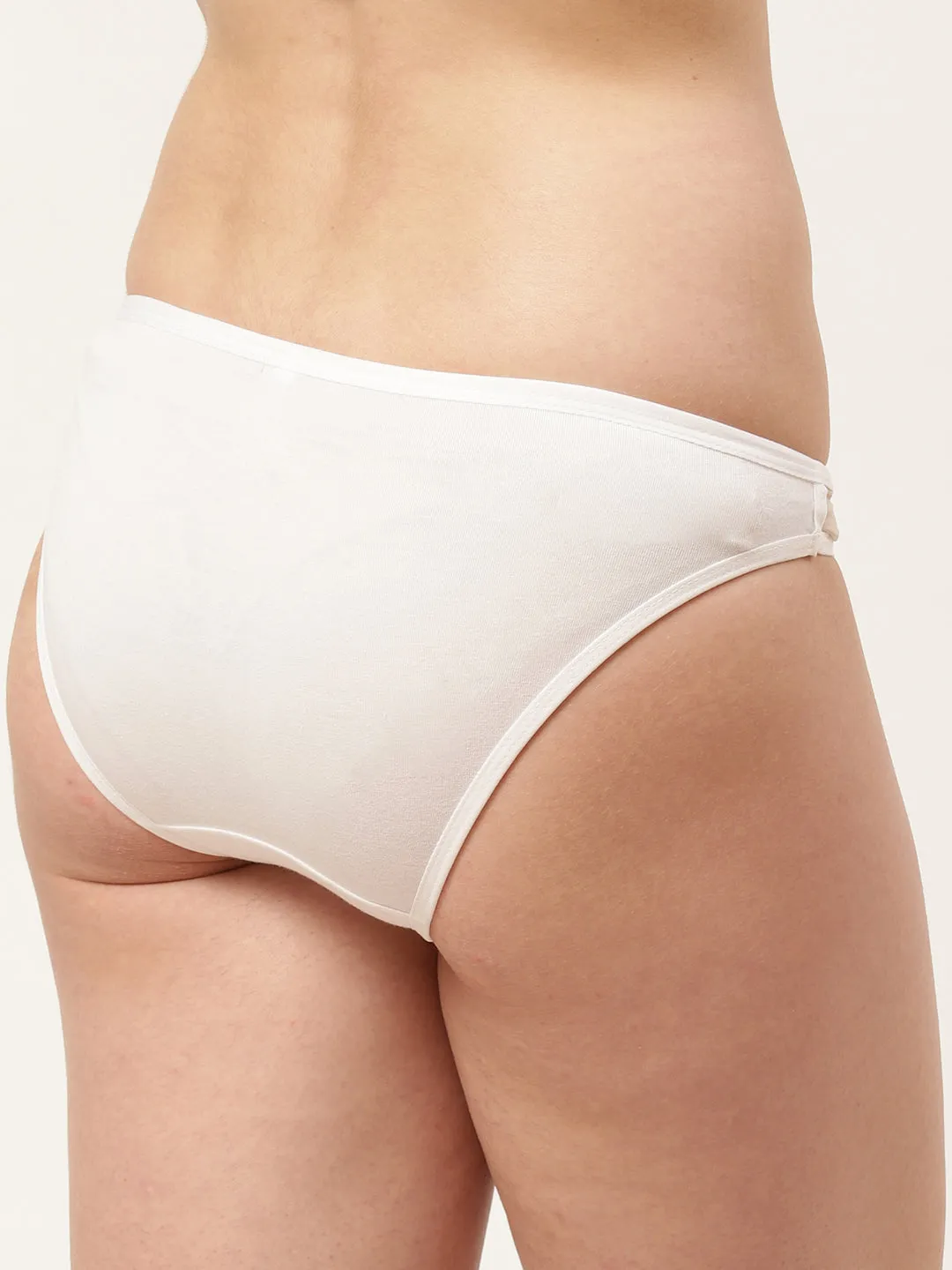 Women’s Solid White Mid-Rise Bikini Brief | MARY-WH-1 |