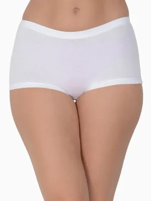 Women’s Solid White Mid-Rise BoyShort Brief | JOY-WH-1 |