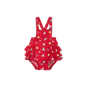 Wrangler Kid's Baby Girls Ruffle Tiered Sleeveless Red Onesie